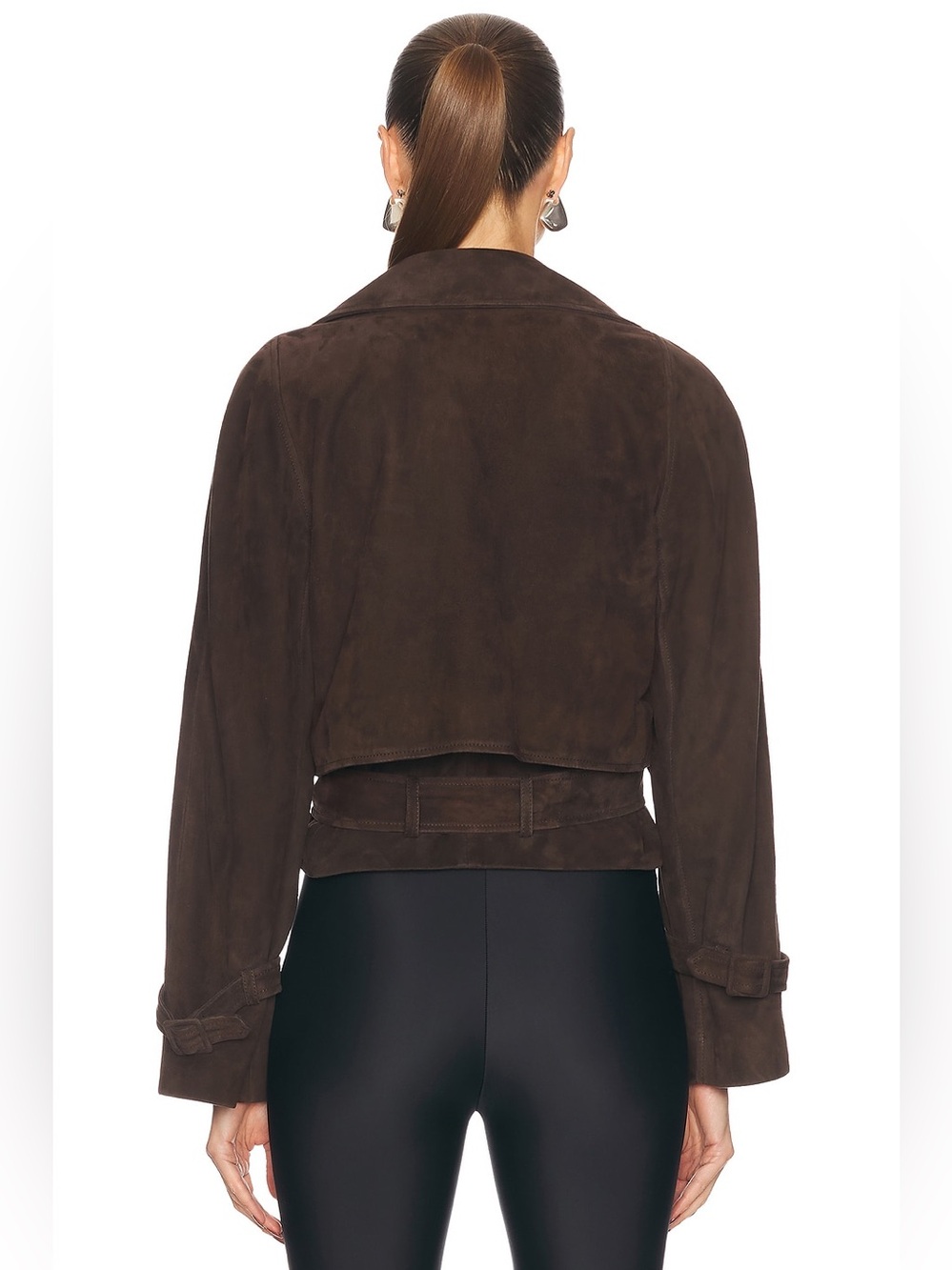 Nour Hammour Hatti Cropped Suede Jacket in chocolate brown - Picture 6 of 16